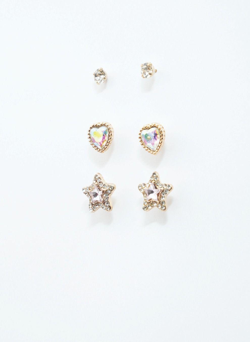 AMICA Trio Elegance: Embellished Stud Earrings Set - Image 1
