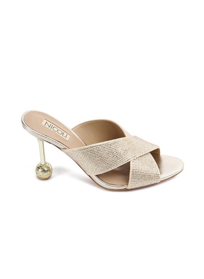 Zaneta Embellished Leather Heeled Sandals - Image 1
