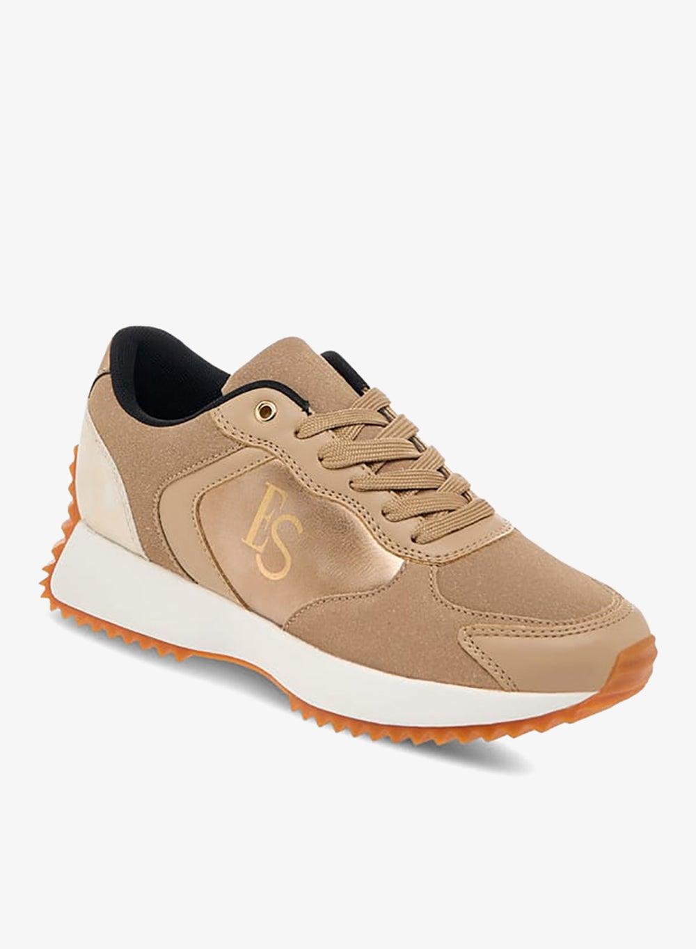 Onext0024Bronze Women's Elegant Low-Top Panelled Sneakers - Image 1