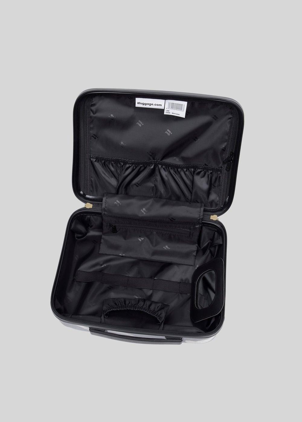 Matalan Black IT Luggage Sheen Zebra Hardshell Vanity - Image 1