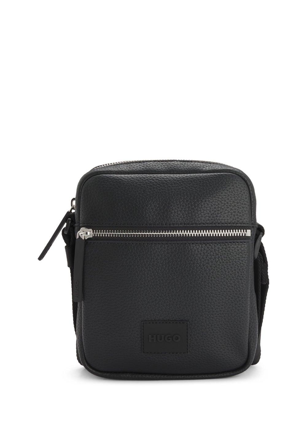 HUGO Men's Grained Faux-Leather Reporter Bag with Logo Patch - Image 1