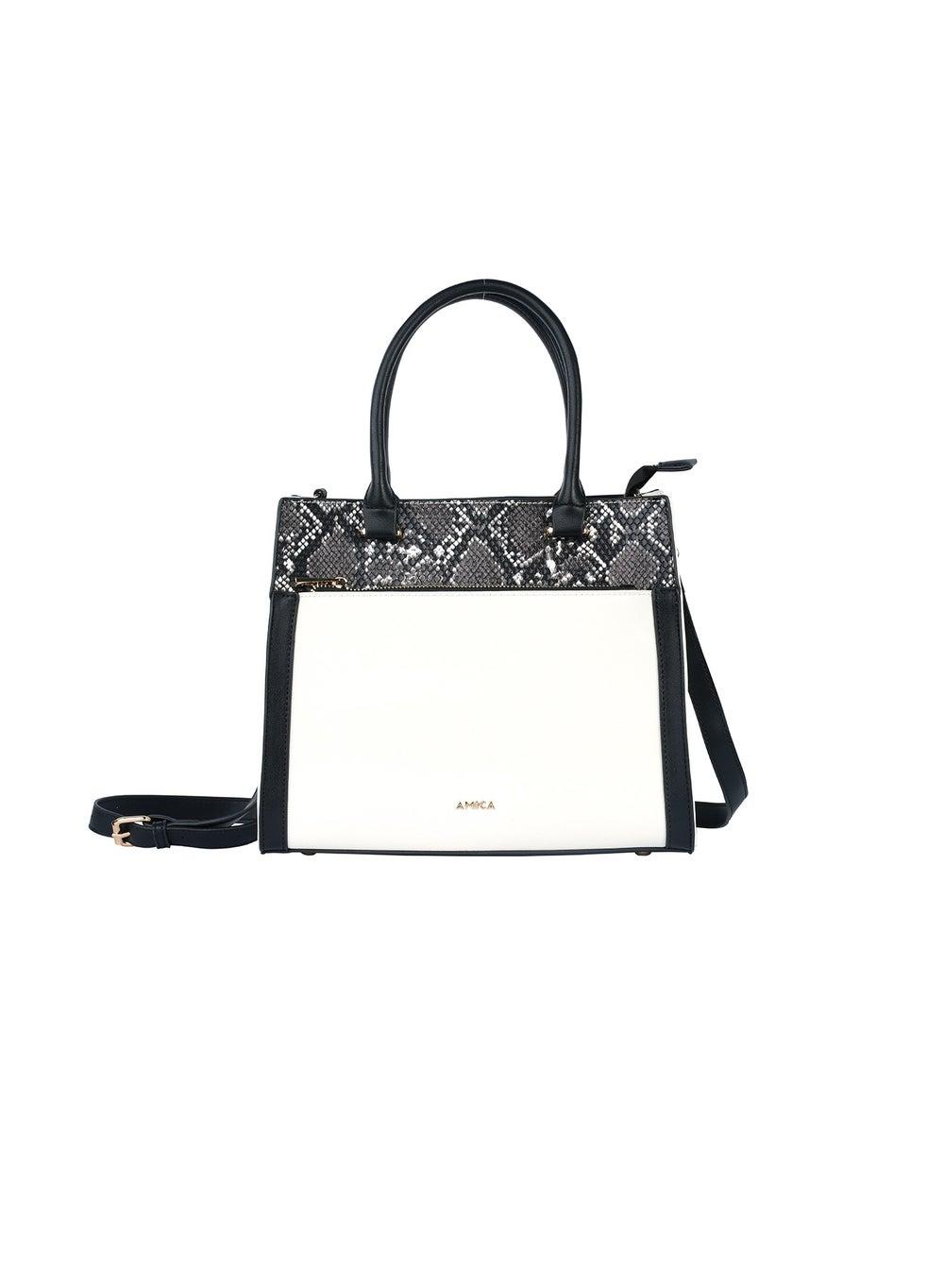 AMICA Valerie Reptile-Print Leather Satchel for Ladies - Image 1