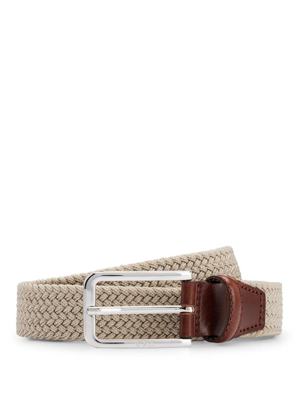 BOSS Elegant Woven Elastic Belt with Leather Accents - Image 1
