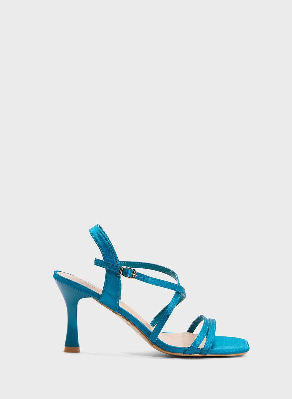 X2503 12 Blue Elegance: Chic Multi-Strap Heeled Sandals - Image 1