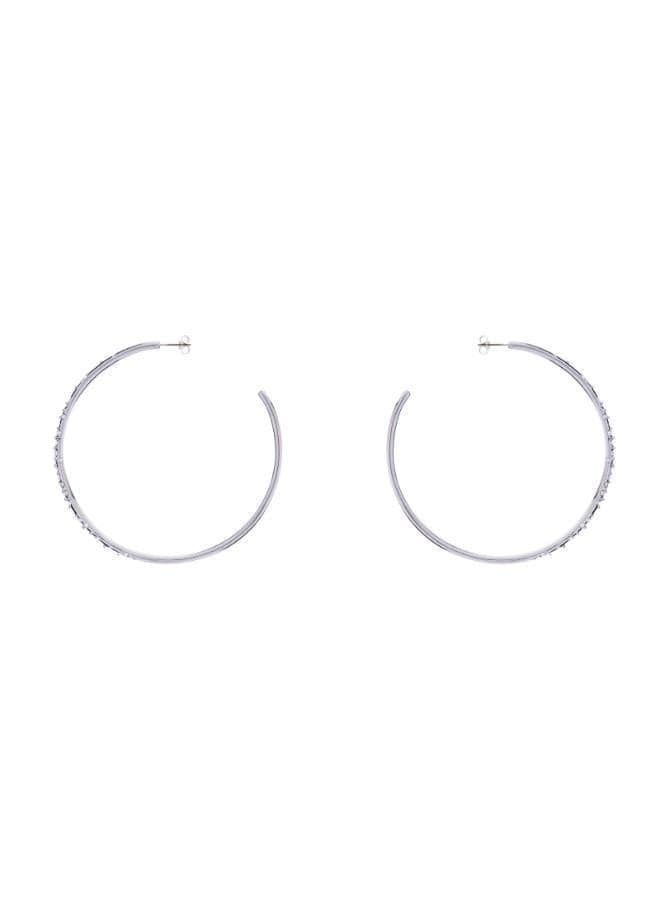 Karen Millen Crystal Sprinkle Large Hoop Earrings - Image 1