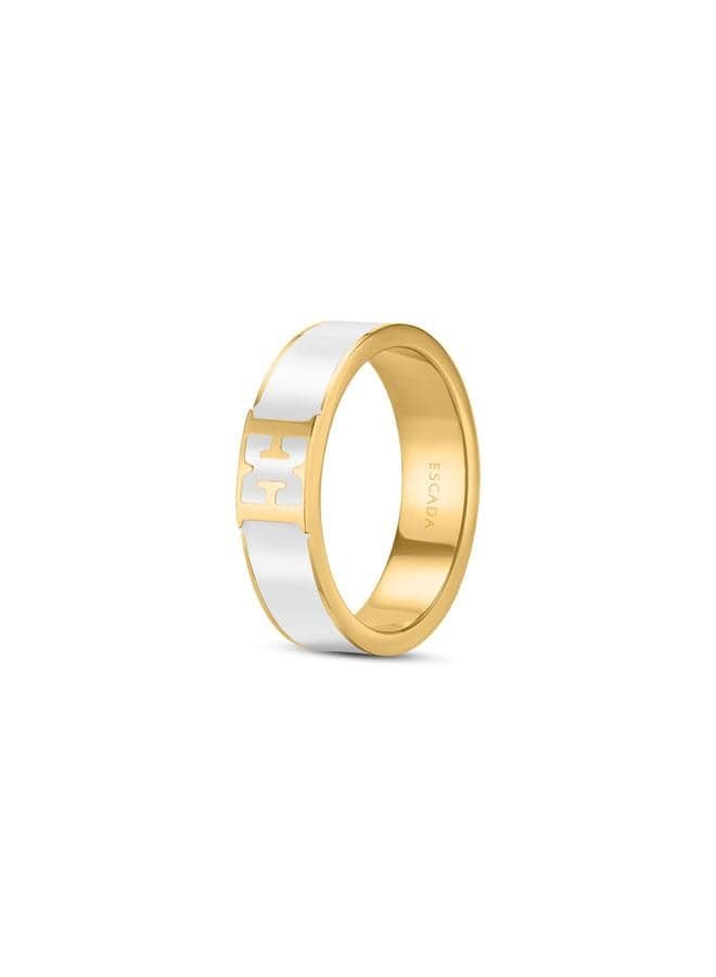 ESCADA Scarlett Gold Plated Elegance Ring with White Enamel - Image 1