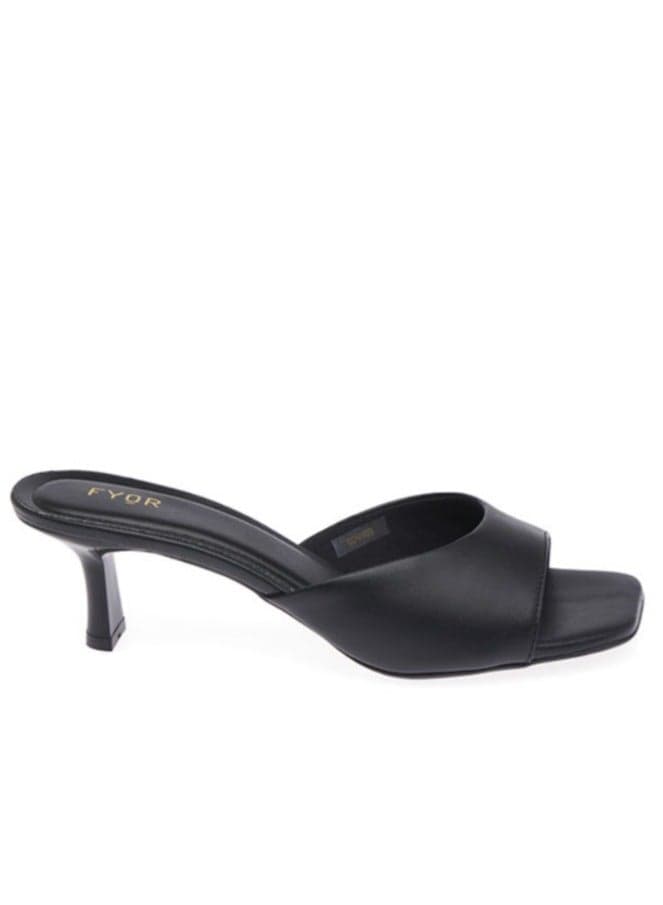BDV 109 Elegant Black Square Toe Mules - Image 1