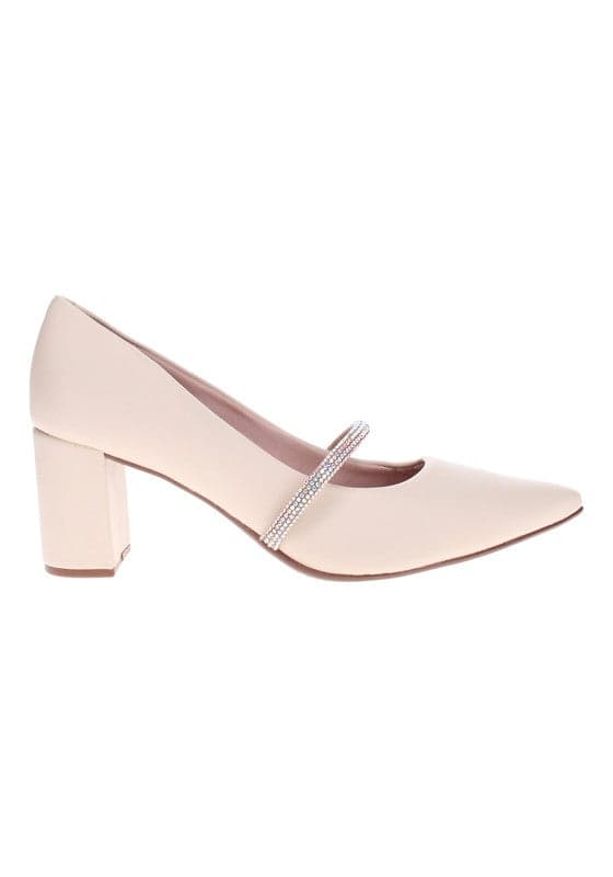 Elegant Cream Mid Heel Pumps – Classic Office Chic - Image 1