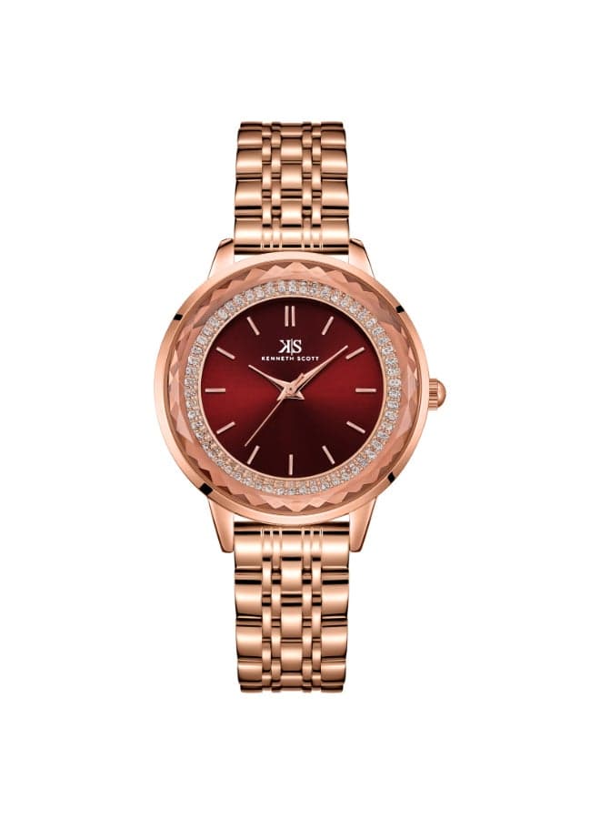 KENNETH SCOTT K22532-RBKR Elegant Rose Gold Women's Watch - 34 mm - Image 1