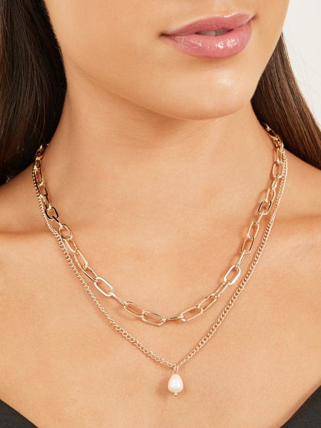 Elegant Pearl Drop Necklace Duo for Sophisticated Glamour - Image 1
