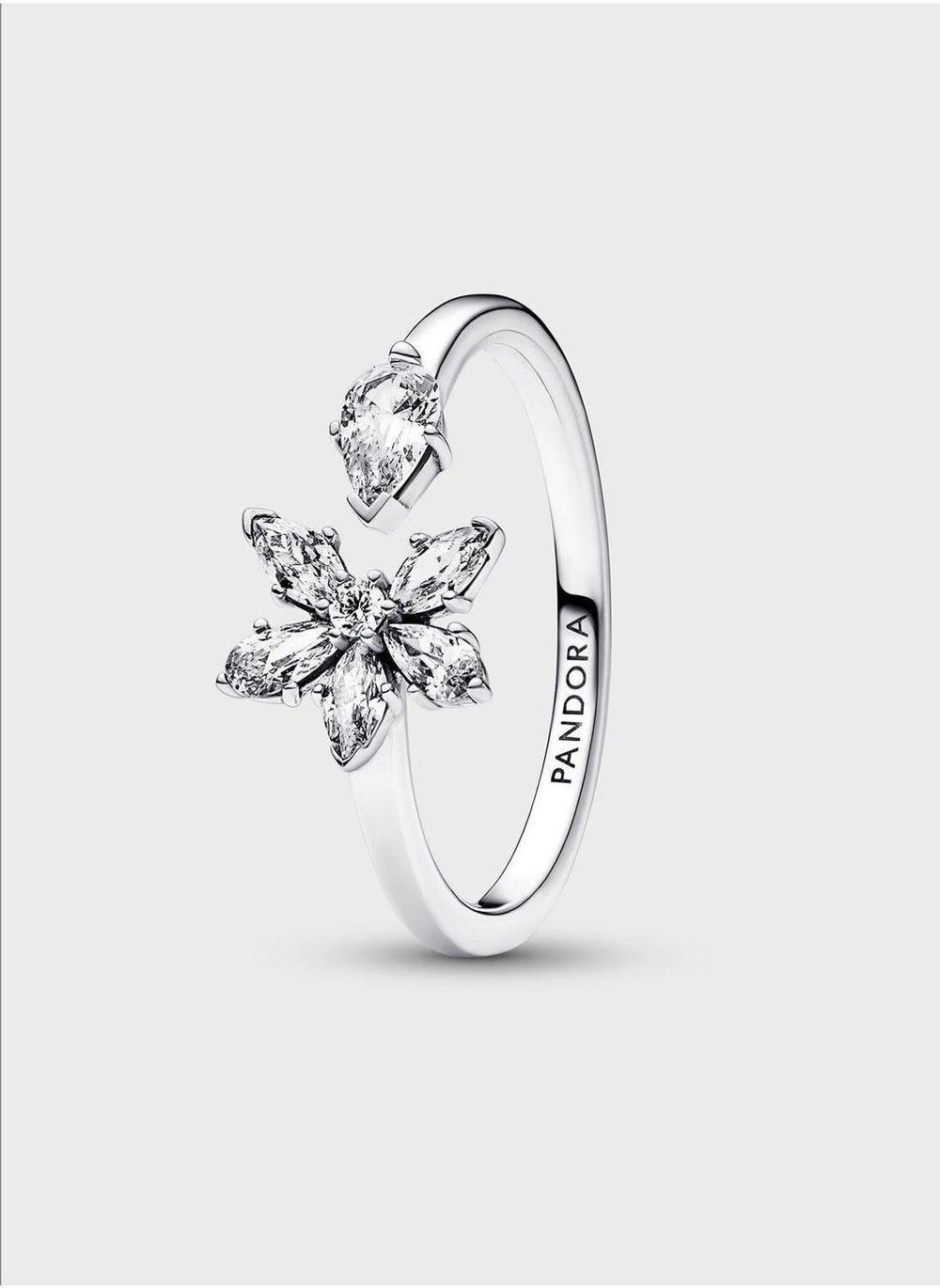 Elegant PANDORA Herbarium Sterling Silver Floral Ring - Image 1
