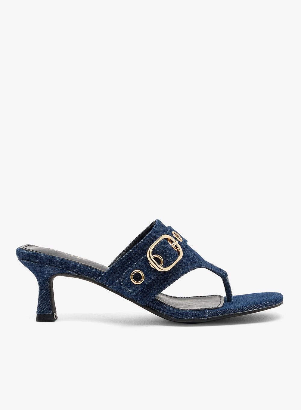 Inkaa High Elegance Black PU Heeled Sandals - Image 1