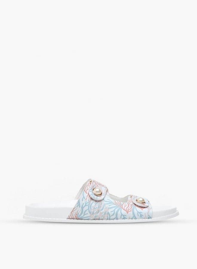 Pearl-Embellished Cream Slides R24Aw01138 - Elegance Meets Comfort - Image 1