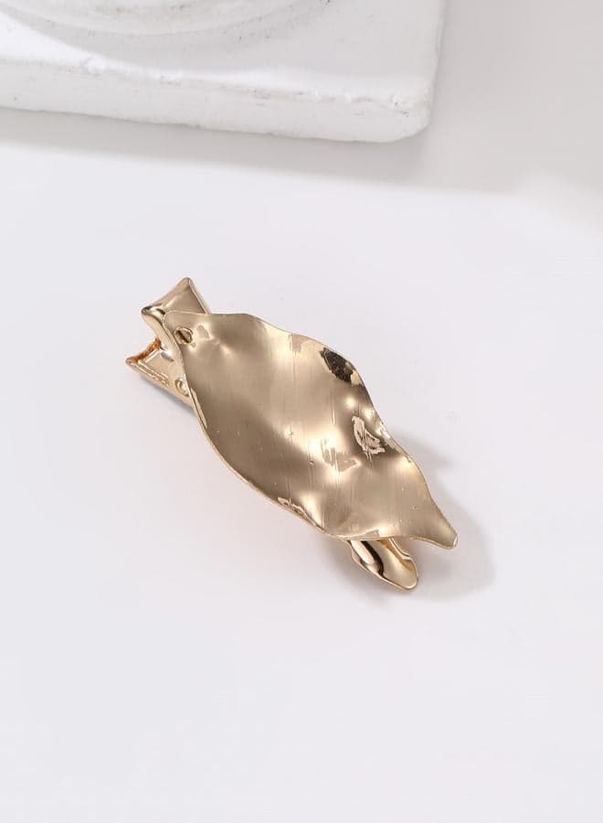 Elegant Leaf-Shape Gold Iron Hair Clip - Image 1