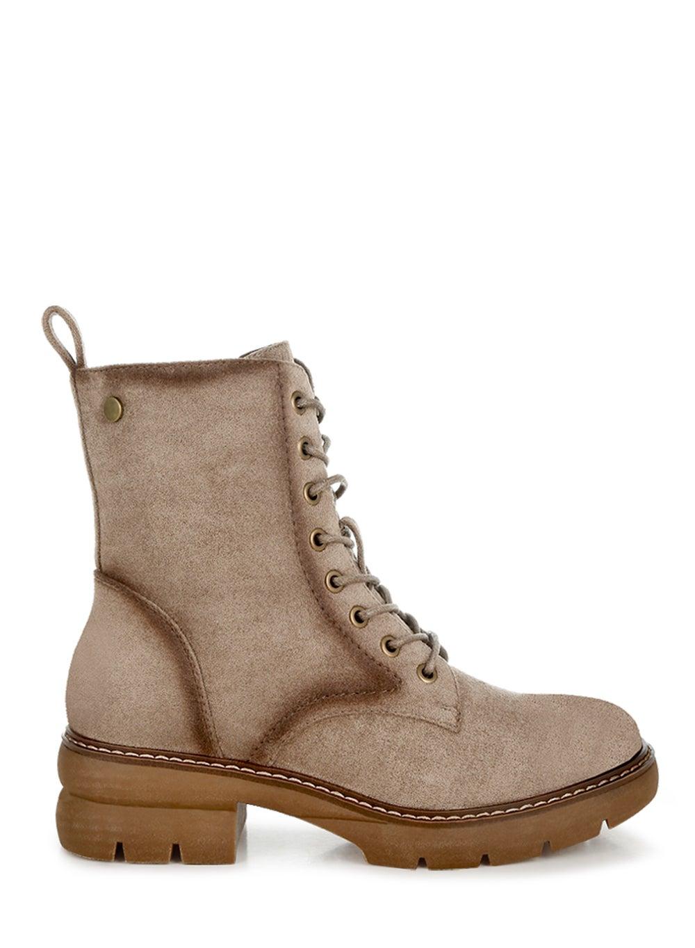 Sh5098 Taupe Lace-Up Ankle Boots for Evening Elegance - Image 1