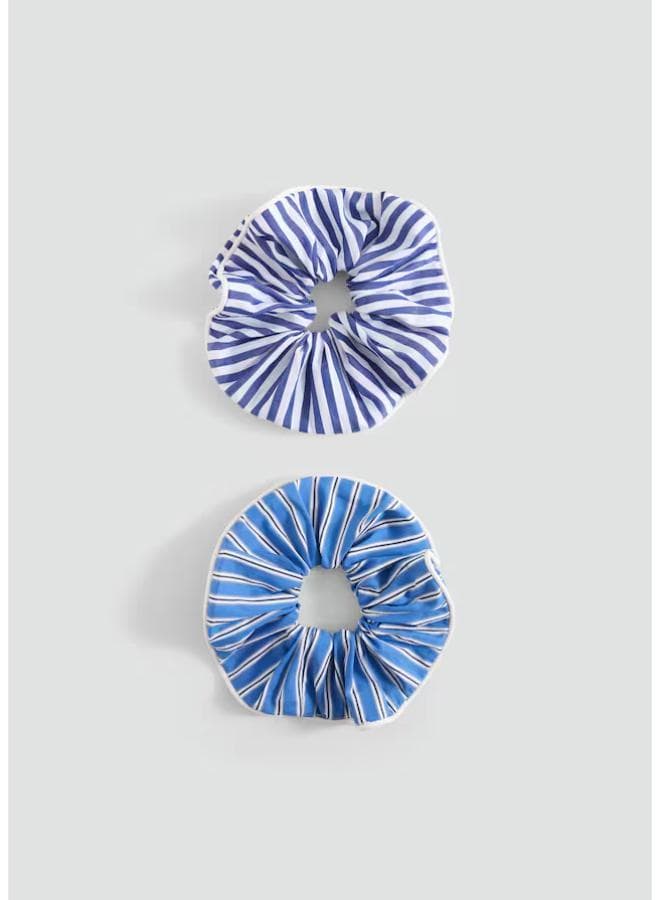 Chic Duo: Gingham & Striped Hair Ties Set - Image 1