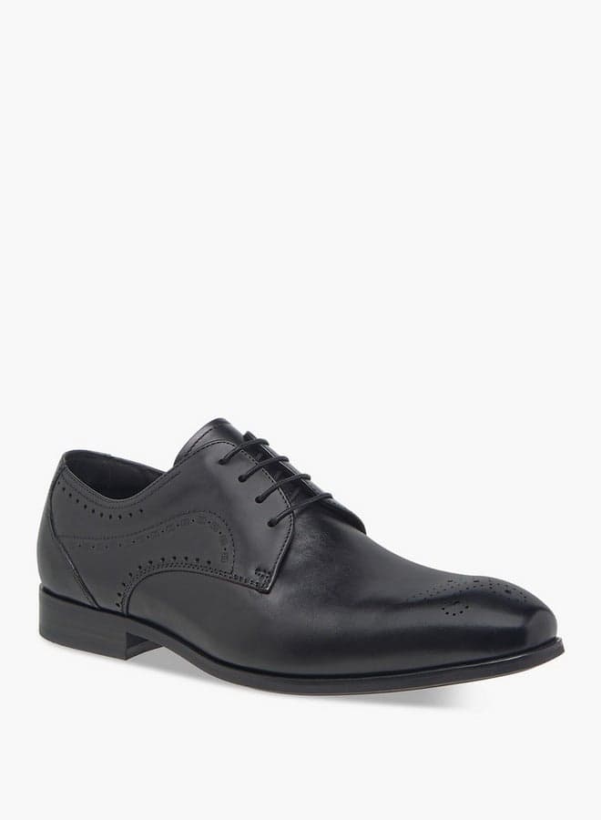 K1383 09 Elegant Men's Black Derby Shoes with Exquisite Cutouts - Image 1