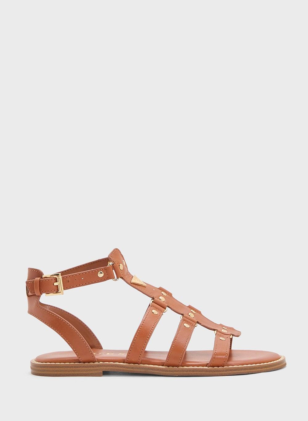 Gwgraydee2 Tan Multi-Strap Flat Sandals - Elegant Comfort - Image 1