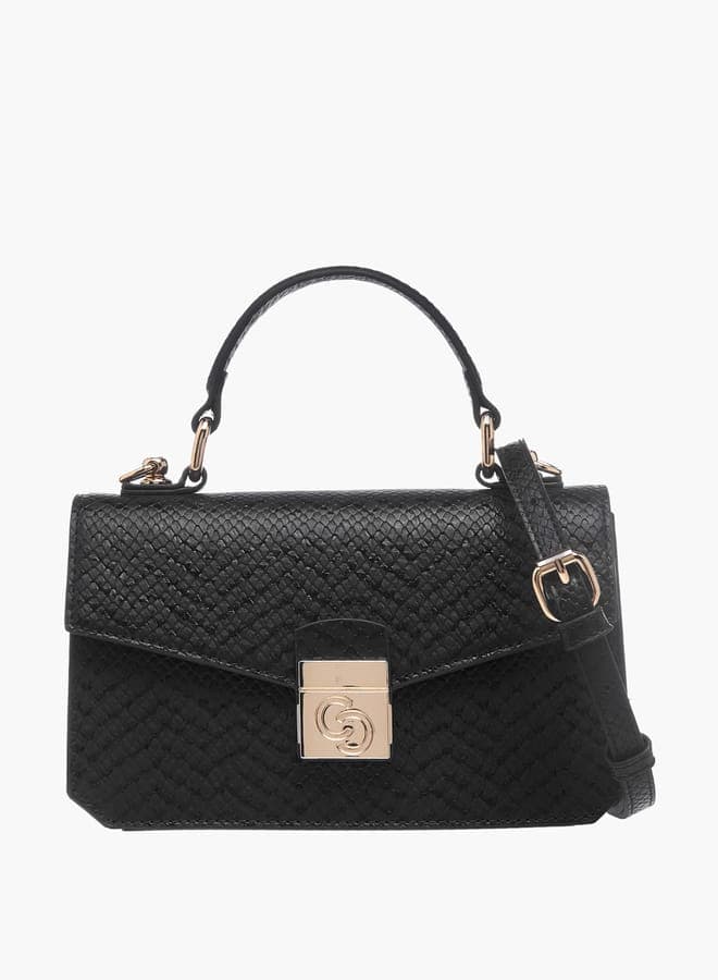 Celeste Elegance Textured Satchel: Chic Flap Closure & Versatile Strap - Image 1