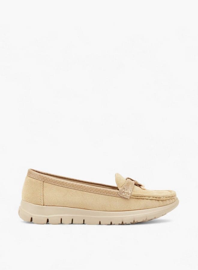 Elegant Beige R25Aw08473 Metal Accent Loafers for Women - Image 1