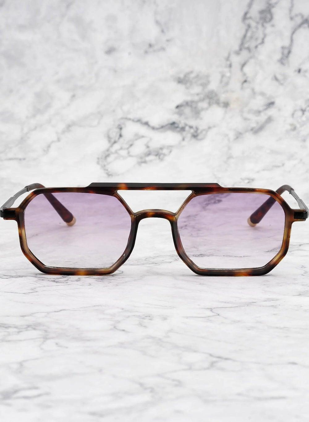 Explicit Poets RICHARD Unisex Sunglasses - Matt Tortoise with Purple Gradient - Image 1