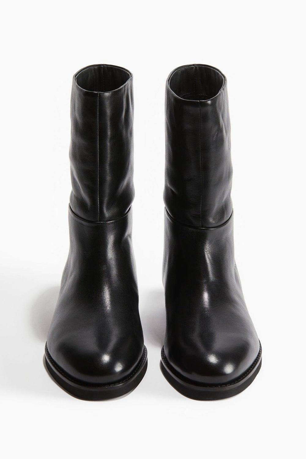 Elegant Calf-High Almond-Toe Leather Boots - Image 1