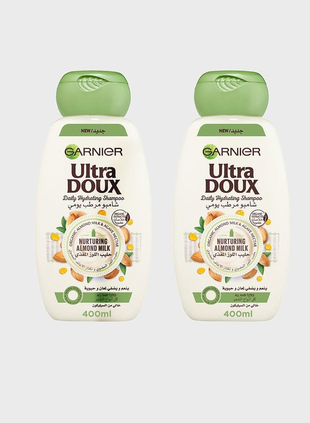 Garnier Ultra Doux Almond Milk Shampoo Twin Pack 400ml Each - Image 1