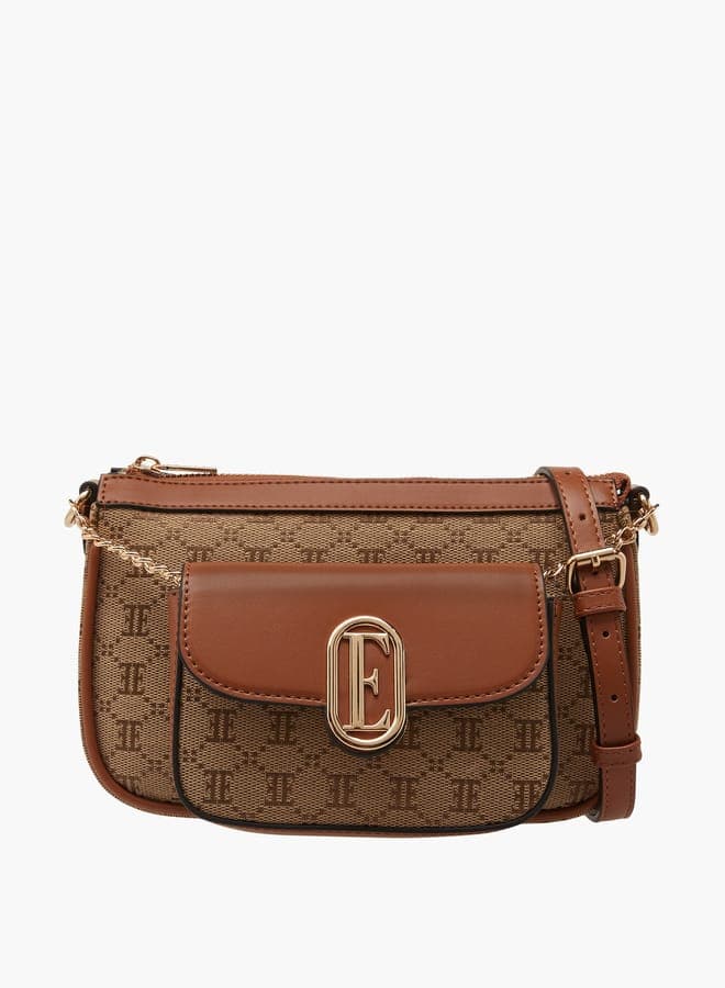 ELLE Monogram Jacquard Elegance Crossbody Bag for Women - Image 1