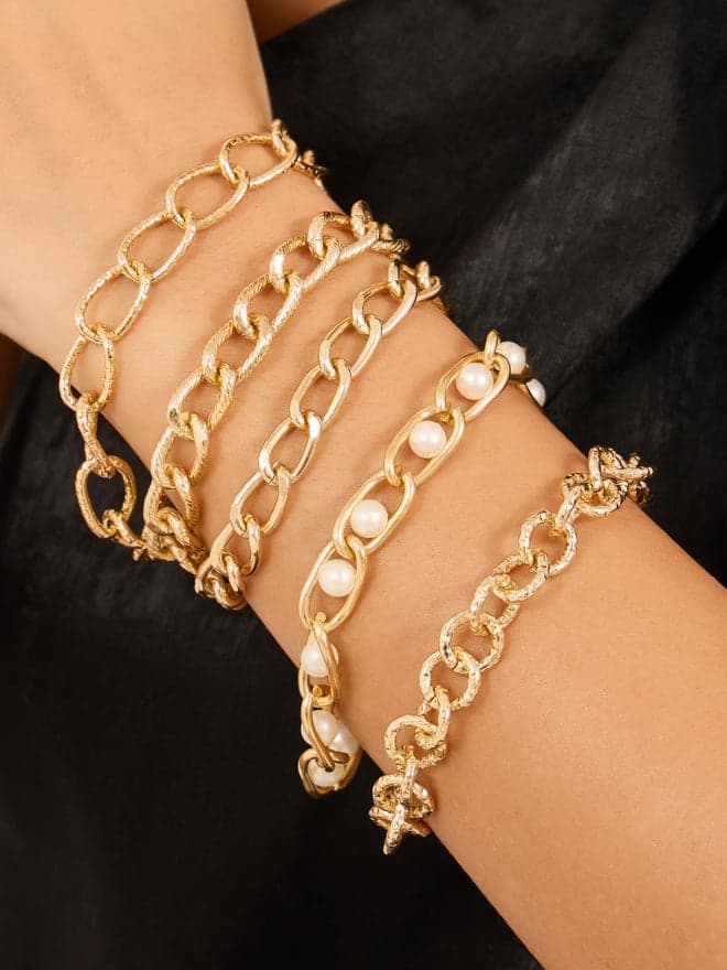 Elegant Styli Link Chain Bracelet Set for Women - 6 Pieces - Image 1