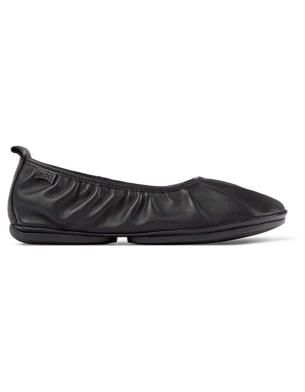 Right Nina Black Leather Women's Ballerinas - Image 1