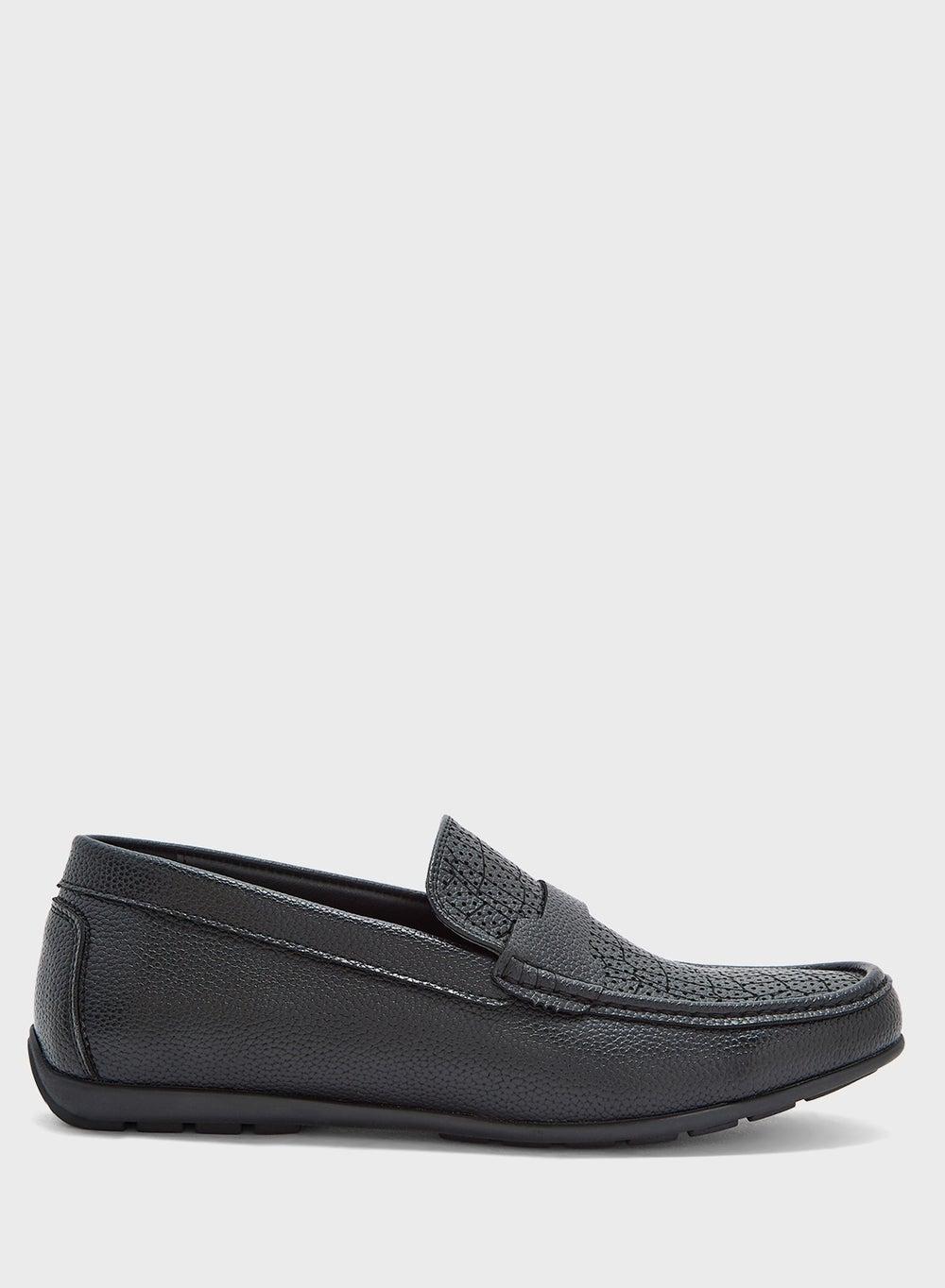 A68725 Elegance Textured Black Formal Loafers - Image 1