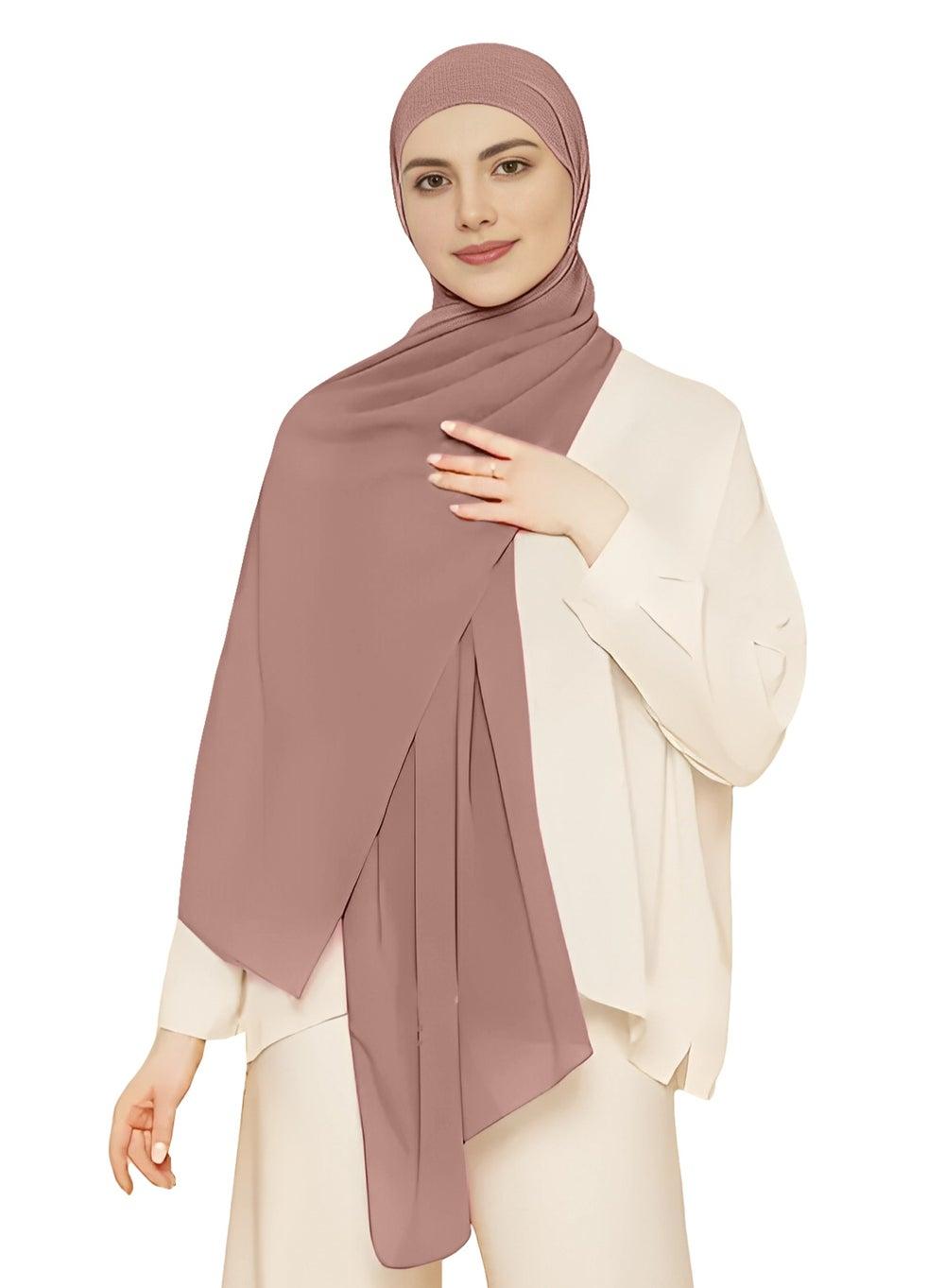 Elegant Light Taupe NUKHBAA Chiffon Hijab-H13 - Image 1