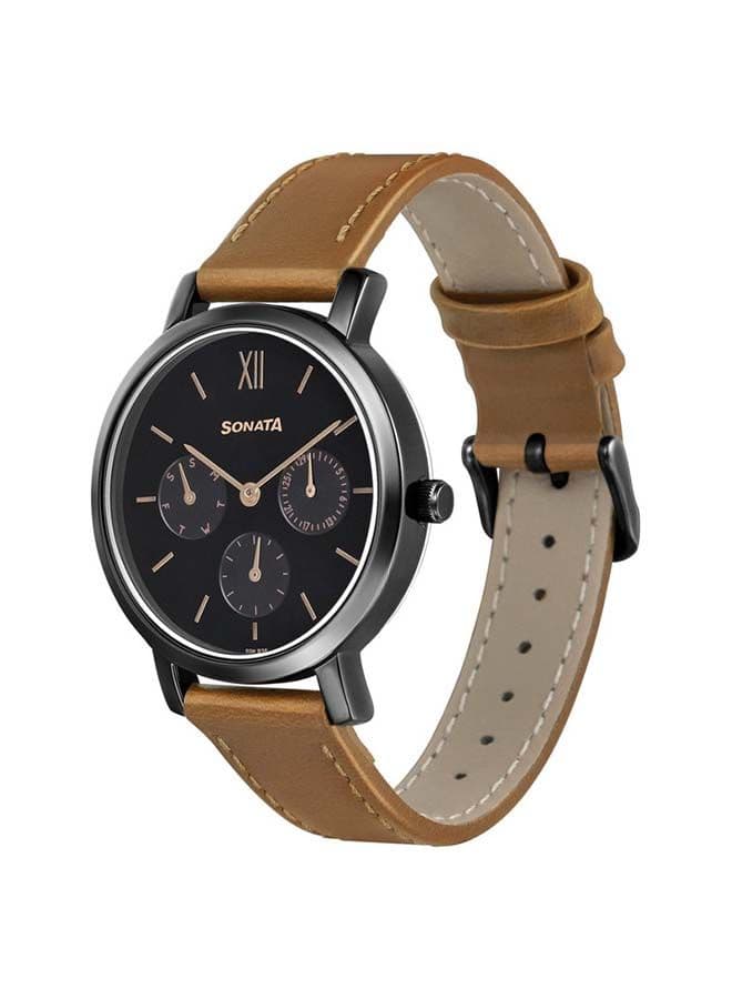 Sonata Elegance Leather Chronograph Watch 8164NL03, 36mm - Image 1