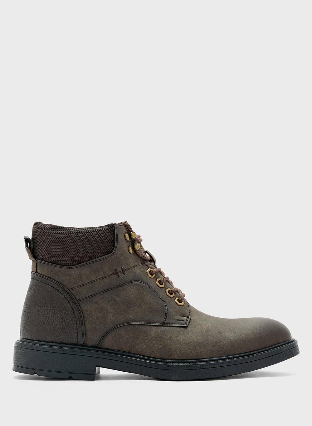 GX3711 Men's Casual Coffee Ankle Boots - Lace Up Elegance - Image 1