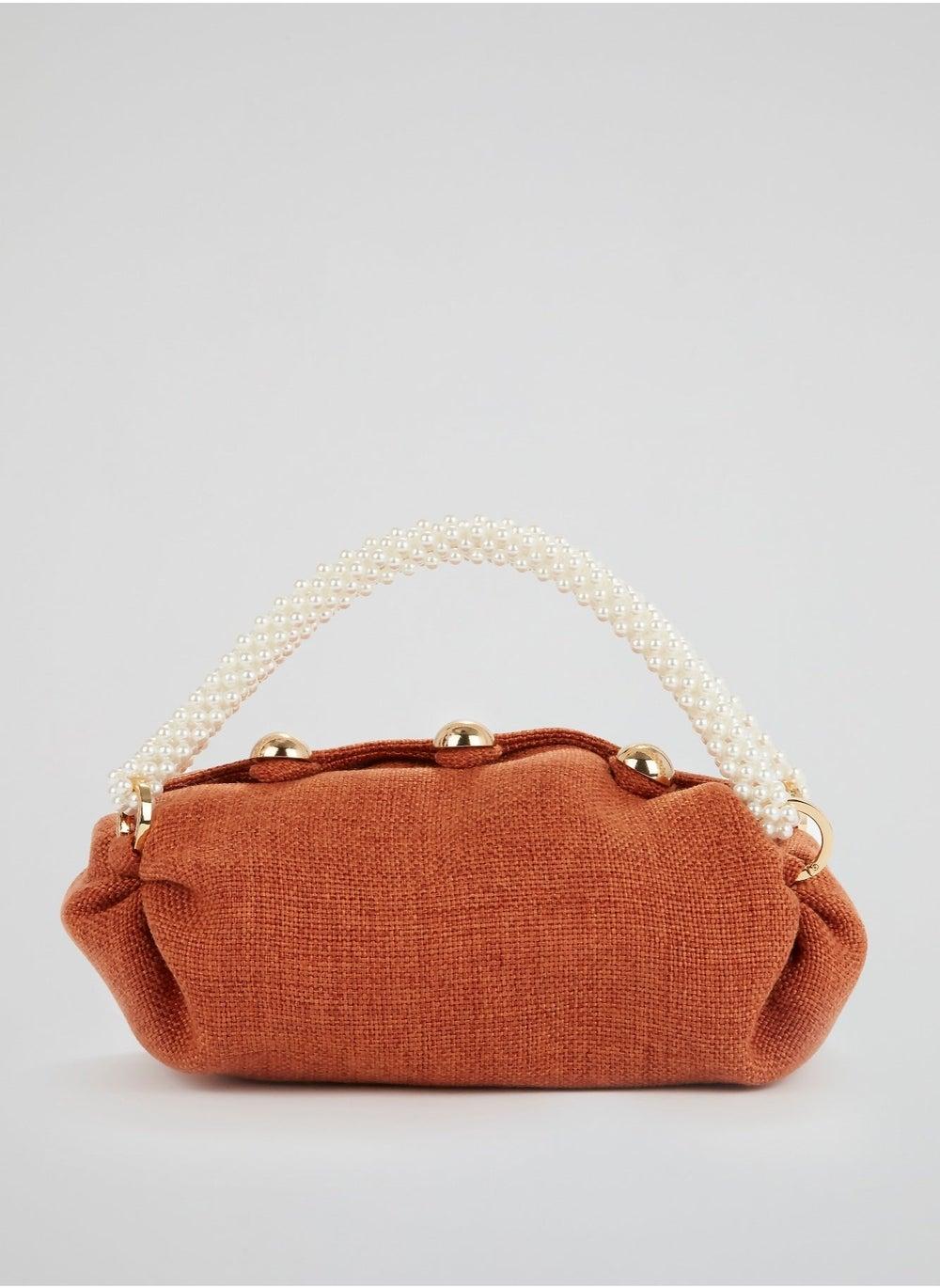 0711 Tbilisi Orange Nino Pearl Beaded Elegance Tote - Image 1