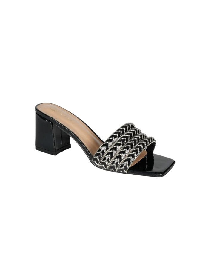 Zayna 221-98 Elegant Black Mid Heel Sandals for Ladies - Image 1
