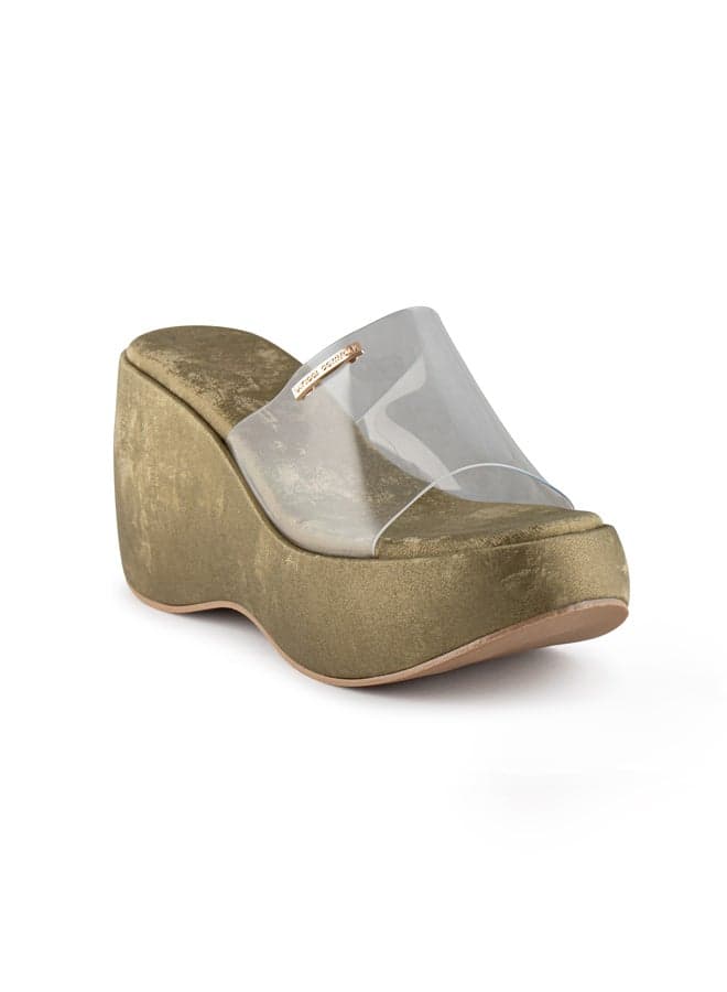 Elevate Your Style: Vi20430253 One Strap Green Wedge Sandals - Image 1