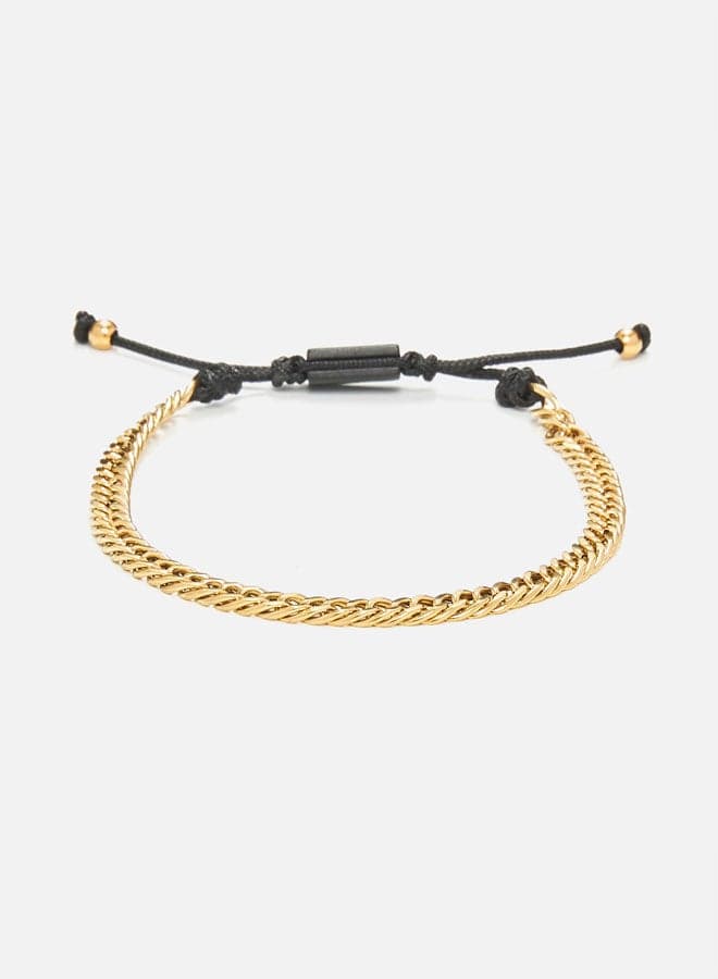 CHRYSOSTOMOS Gold Steel & Beaded Macrame Men's Bracelet - Image 1