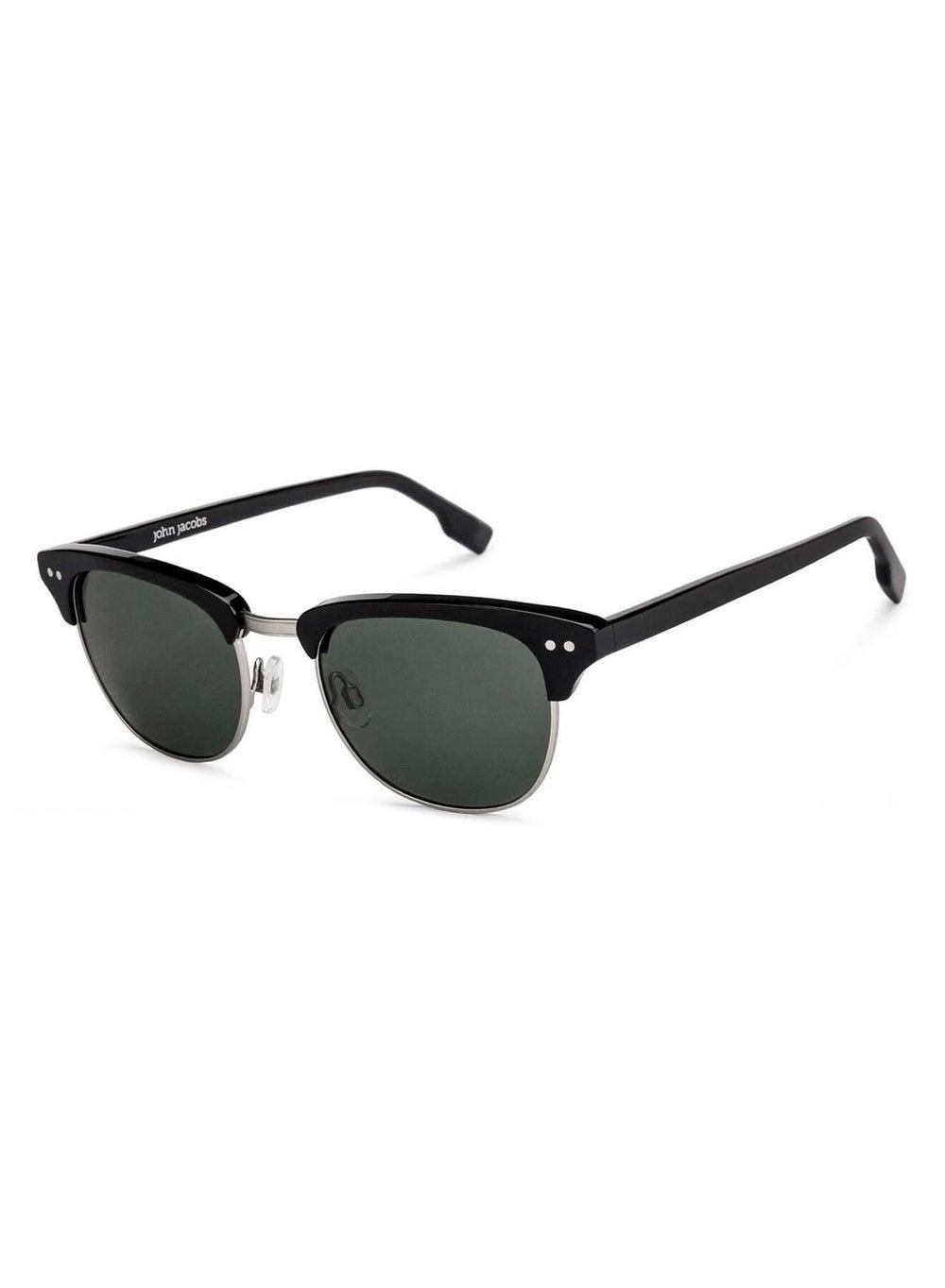 John Jacobs Clubmaster Sunnies - Sleek Black & Green - Image 1