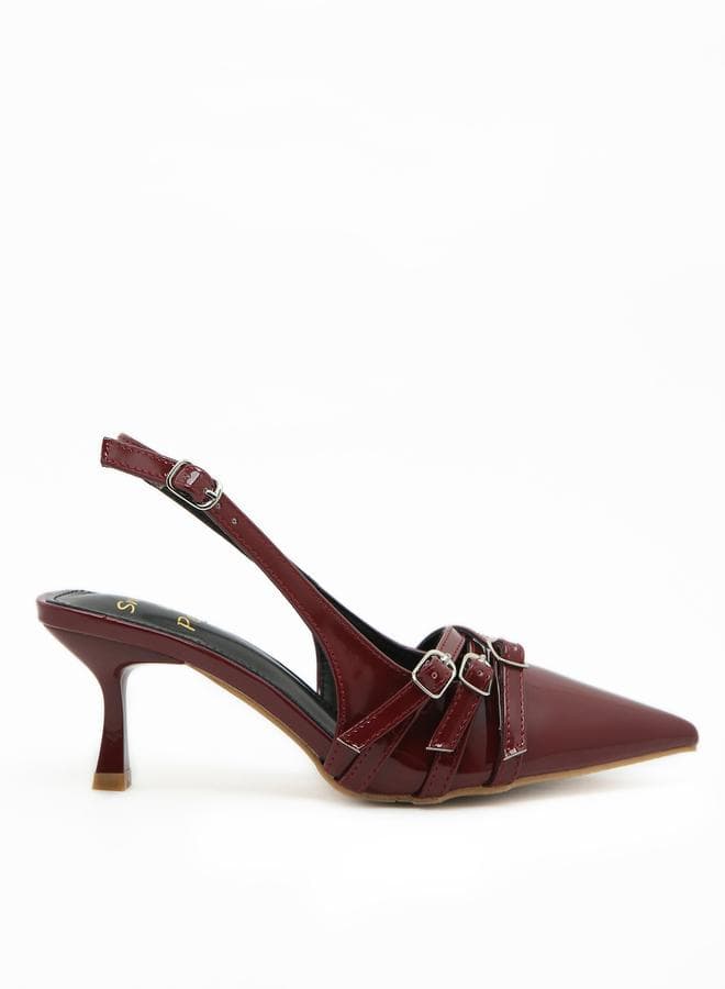 Styli Chic Red Stiletto Pumps with Elegant Buckle 7012467830 - Image 1