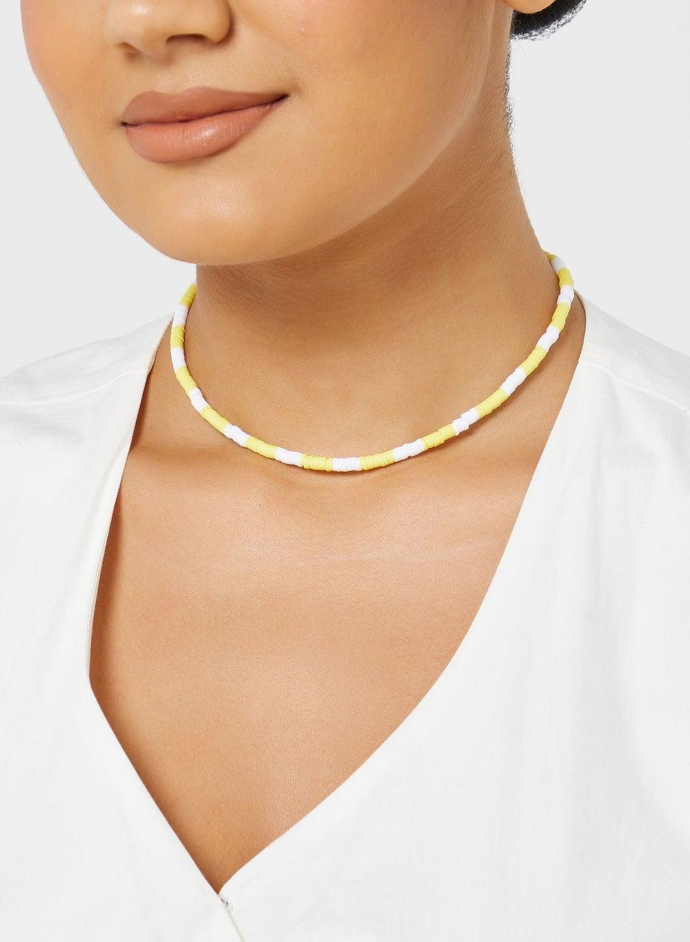 Adele Stripe Beaded Necklace by Fashionbox - Image 1