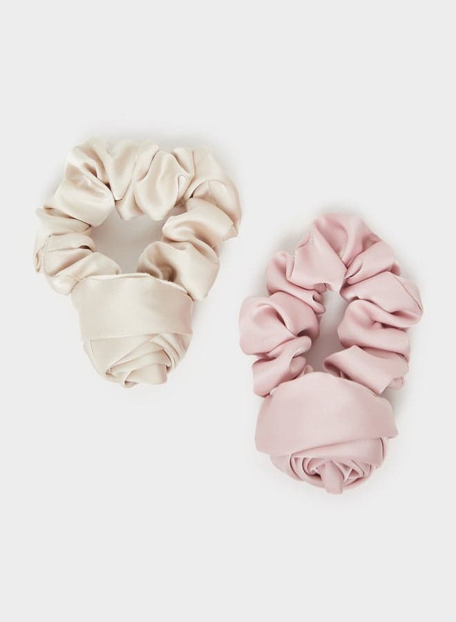Styli Floral Elegance Scrunchie Duo for Women - Image 1