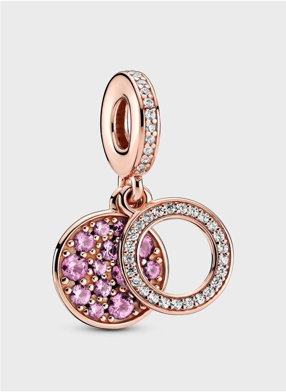 PANDORA Rose Gold Pink Sparkle Dangle Charm - Image 1