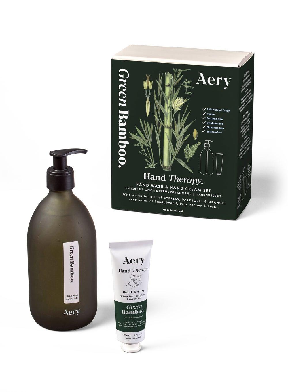 Aery Living Green Bamboo Hand Therapy Set - Luxe 500ml & 75ml - Image 1