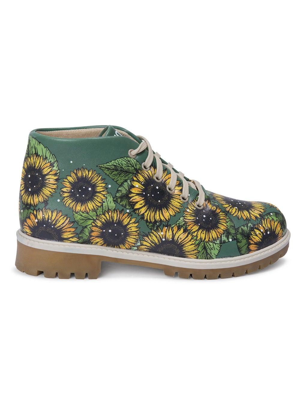 Barcelona Sunflower Mania Ankle Boots - Floral Elegance - Image 1