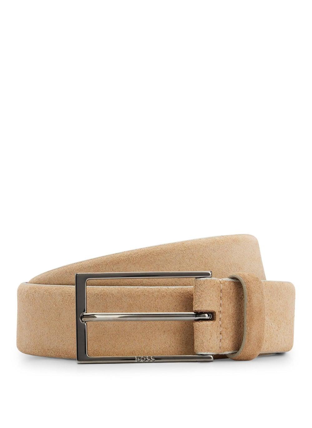 BOSS Men's Elegant Suede Belt with Gunmetal Logo Buckle - Image 1