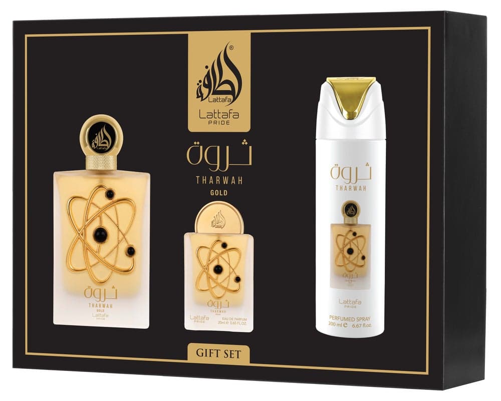 Lattafa Pride Tharwah Gold Collection - Elegant 3-Piece Set - Image 1