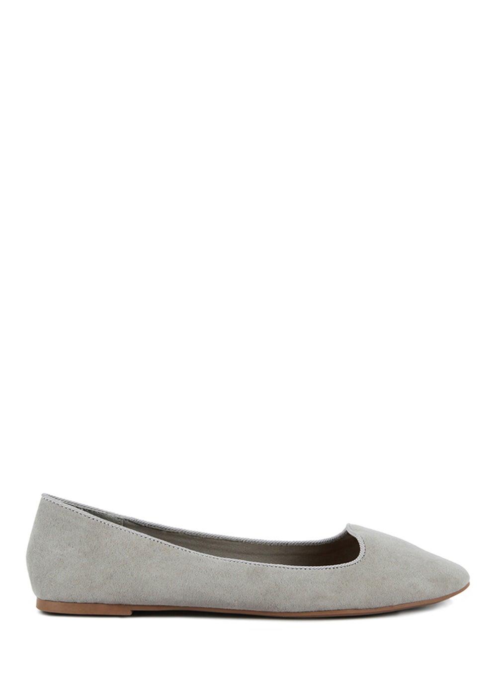 Sh3197 Grey Chic Microfiber Ballerinas - Image 1