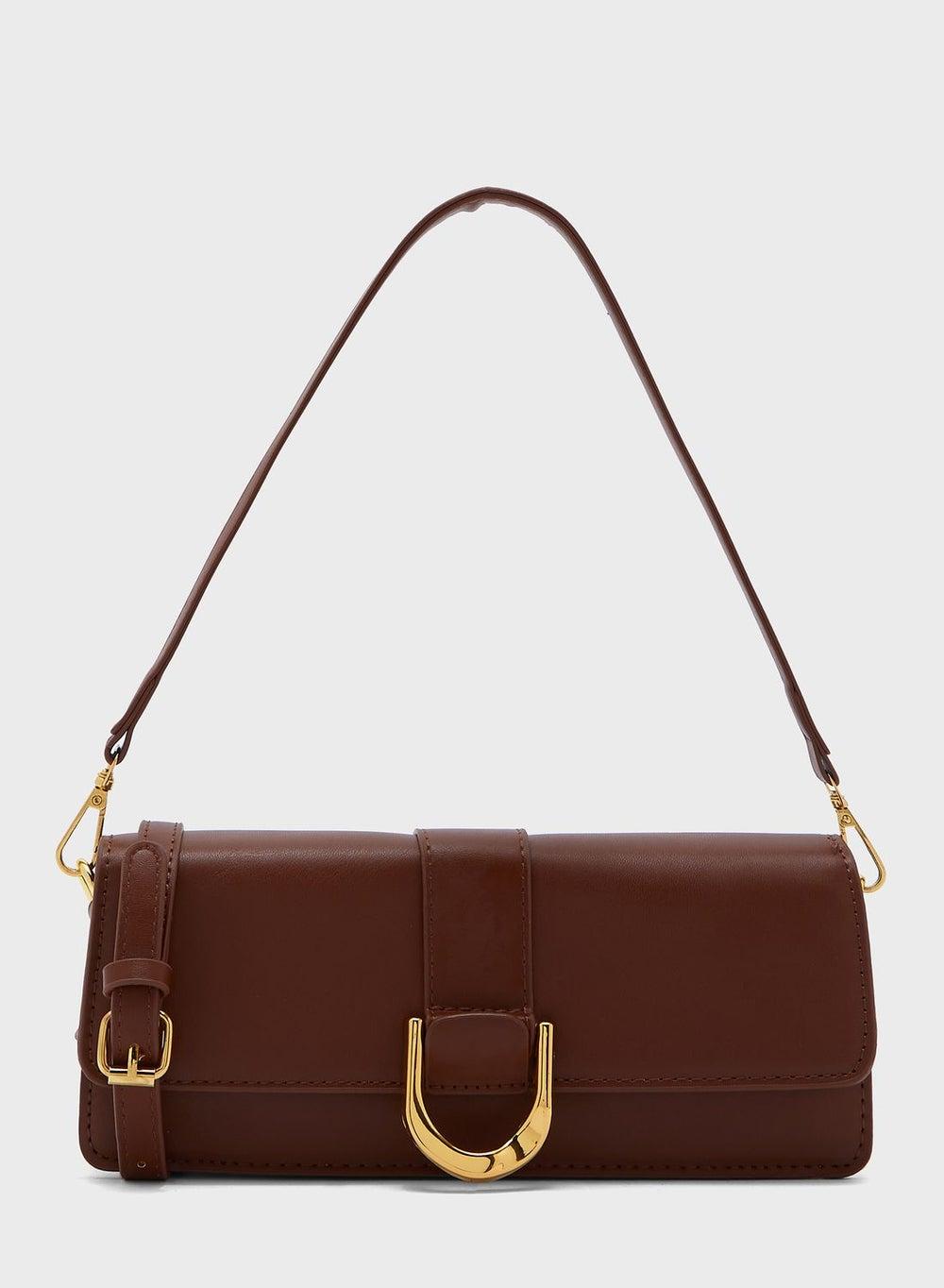 ELLA Baguette Chic: Women's Buckle-Detailed Shoulder Bag - Image 1
