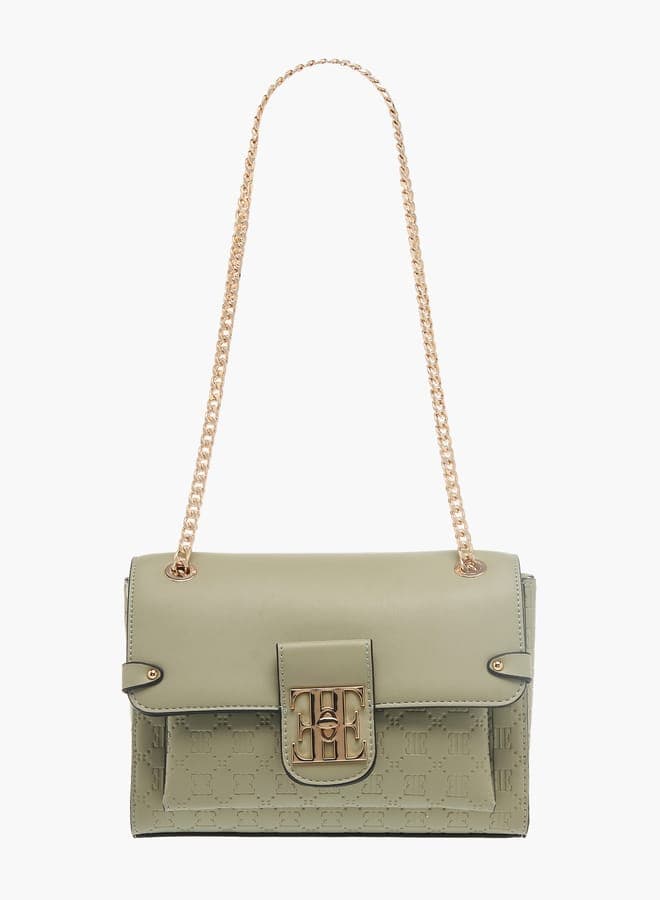 ELLE Monogram Embossed Women's Crossbody with Chain Strap - Image 1
